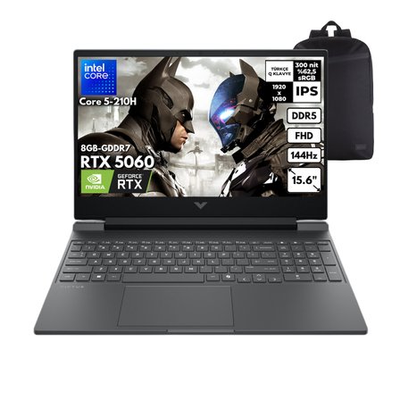 HP Victus Core 5-210H 64-GBDDR5 1 TBSSD RTX5060 (8GB-GDDR7) 15.6" 144Hz Windows 11 Pro + HMF Sırt Çantası C21SGEAHMF18