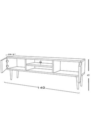 Tv Ünitesi 140cm Kapaklı 2 Bölmeli Kitaplıklı