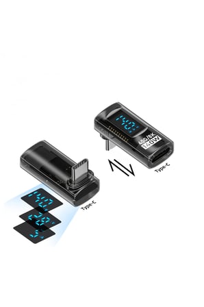 Type-C U Şekil Dirsek Adaptör PD140W Dijital Ekran 40Gbps Thunderbolt 3 Erkekten Dişiye Dönüştürücü