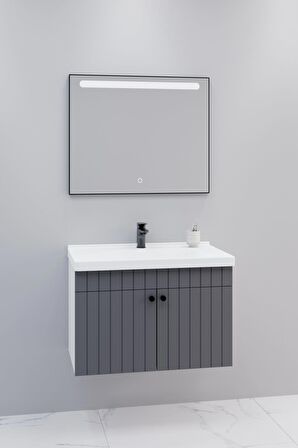 Avien 80 Cm Banyo Dolabı Lvn Led Aynalı - Boy Dolap Hariç