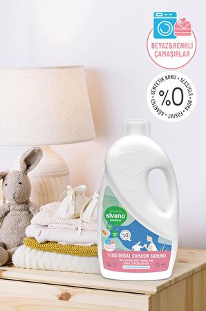 Siveno %100 Doğal Bebek Çamaşır Sabunu Kendinden Yumuşatıcılı Bitkisel Deterjan Vegan 1000 ml X2 Adet