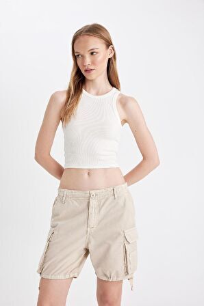 DeFacto Coool Regular Fit Normal Bel Kısa Paça Gabardin Şort D1006AX24SMBG155