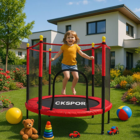 Fileli Büyük Boy Trambolin 140 Cm Çap Korumalı Kolay Kurulum CKS448