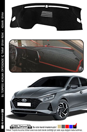 Hyundai i20 Torpido Koruma Halısı (2020 ve Üzeri) Modele Özel Üretim – Kenarı Siyah