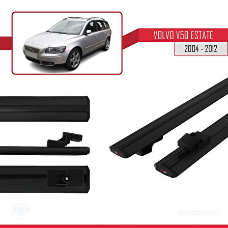 Volvo V50 2004-2012 Arası ile Uyumlu BASIC Model Ara Atkı Tavan Barı Siyah 2 Adet