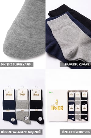 Just Inner Erkek 6'lı Pamuklu Uzun Mevsimlik Çorap Nefes Alan Konforlu (14100)