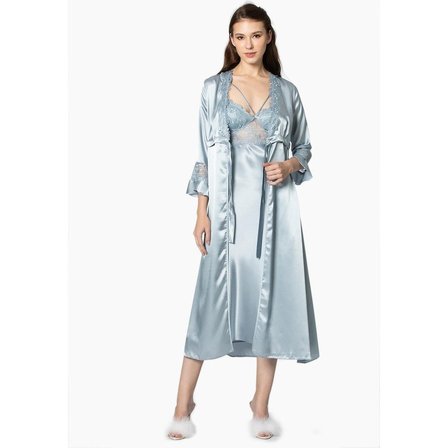 Pierre Cardin 6'lı Uzun Gecelik Sabahlık Set 6025 Mist Rengi