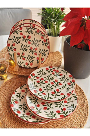 Yeniyıl 2025 Nar Çiçeği 6 lı Pasta Set-19 cm.