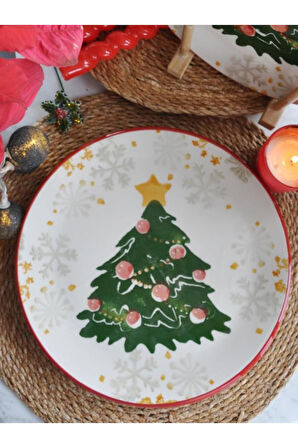 Yeniyıl 2025 Yılbaşı Servis Tabağı 25 Cm. 6 lı