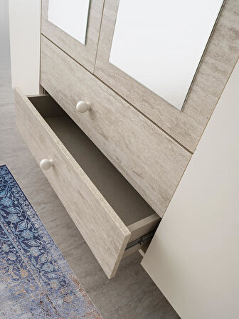 Petra 4 Kapaklı Aynalı Elbise Dolabı Gardrop 160x55x200 