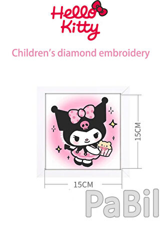 DIY Kendin Yap Elsanatları Hello Kitty Anime Elmas Boyama Seti 15 X 15 - Model 1