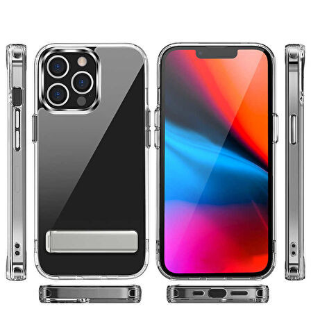 Gpack Apple iPhone 14 Pro Max Kılıf Lüx Silikon L Standlı