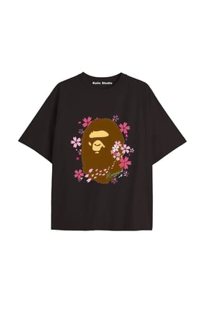 UNİSEX Bay Bape Desenli Siyah Yazlık T-shirt