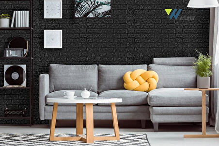 50x54 Cm ( 0,27 M²) Siyah Kendinden Yapışkanlı Duvar Kağıdı Esnek Köpük Panel 3d Tuğla Desen 