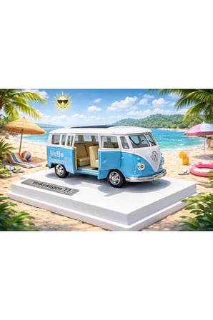 Wolksvagen T1 Minibüs Diecast Model Araba Açılan Kapılar Wolksvagen Nostaljik Minibüs