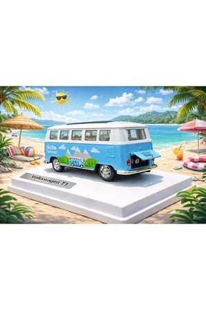 Wolksvagen T1 Minibüs Diecast Model Araba Açılan Kapılar Wolksvagen Nostaljik Minibüs