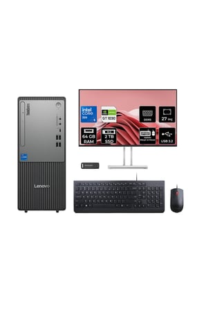 ThinkCentre Neo 50T G6 Ultra 5 225 64GB 2TB SSD GT1030/4GB FDOS Masaüstü Bilgisayar + 27"