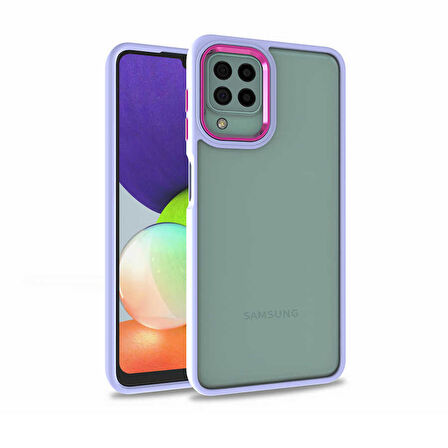 Smcase Samsung Galaxy M32 4G Kılıf Renkli Bumper Hybrid Flora Silikon