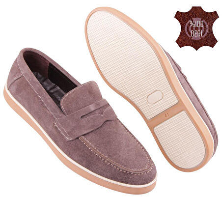 : Velmo Hakiki Süet Deri Erkek Loafer Ayakkabı 1413 – Lacivert | Siyah | Kum | Füme 