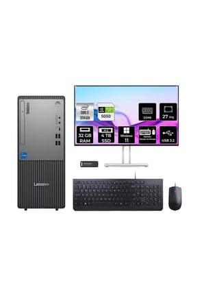 ThinkCentre Neo 50T G5 i7 13700 32GB 4TB SSD RTX5050/8GB W11H Masaüstü Bilgisayar + 27"