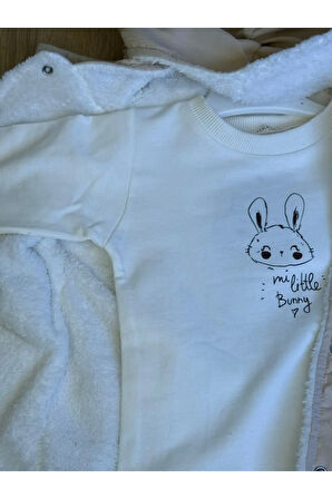 3'Lü KIZ BEBEK ÇOCUK İÇİ POLARLI CEKET 2 İPLİK SWEATSHİRT VE PANTALON TAKIM
