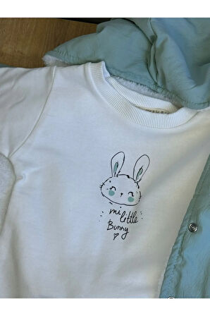 3'Lü KIZ BEBEK ÇOCUK İÇİ POLARLI CEKET 2 İPLİK SWEATSHİRT VE PANTALON TAKIM