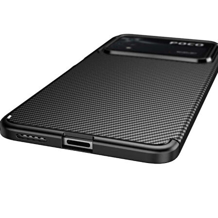 Smcase Xiaomi Poco X4 Pro 5g Kılıf Karbon Dokulu Negro Silikon