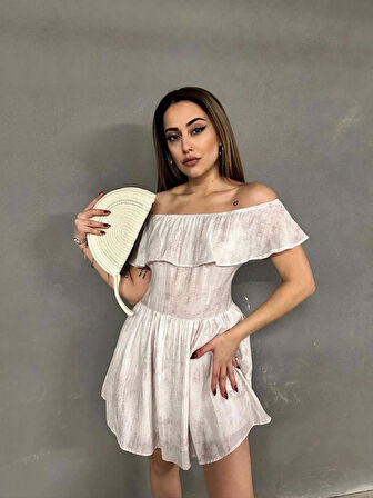 KAYIK YAKA MİNİ YAZLIK ELBİSE