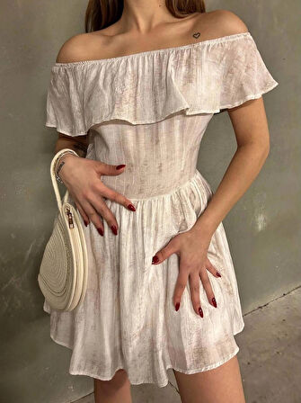 KAYIK YAKA MİNİ YAZLIK ELBİSE