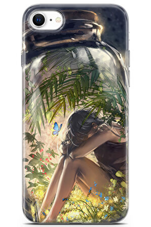 Apple iPhone SE 2020 uyumlu Girls 27 Premium UV Kelebek ve Genç Kız