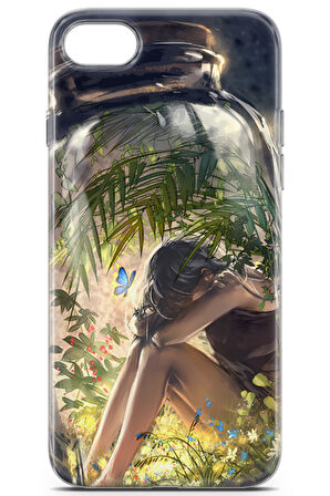 Apple iPhone SE 2020 uyumlu Girls 27 Premium UV Kelebek ve Genç Kız