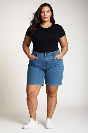 DeFacto Normal Bel Katlamalı Paça Jean Bermuda Şort A1958AX25SMNM39