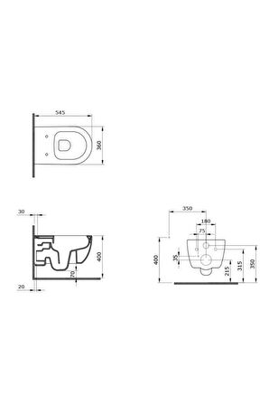 Bocchi V-tondo Rimless Asma Klozet Beyaz 1416-001-0128 Kapak Hariç