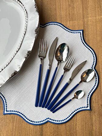 Dali Silver Blue 42 Parça 6 Kişilik Çatal Bıçak Kaşık Takımı ÇKB