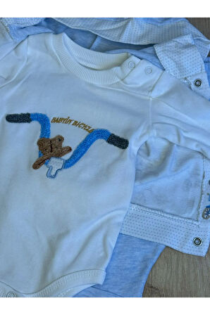 3'lü Bebek Çocuk 2 iplik Bisiklet ve ayıcık Desenli Takim