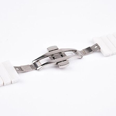 Gpack Apple Watch Uyumlu Series 8 41mm Kordon Parlak Seramik Kaplama Yatay Görünüm Yandan Çıtçıt ZR 