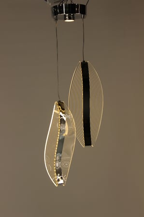 2li Estetik Kavisli ve Oval Akrilik Model Akrilik Modern 3 Renk Ledli Sarkıt Avize