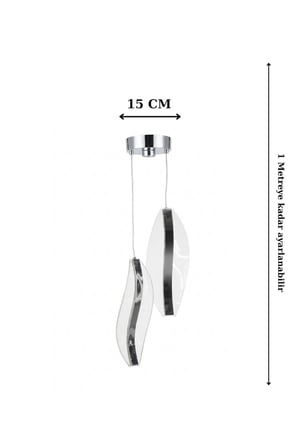 2li Estetik Kavisli ve Oval Akrilik Model Akrilik Modern 3 Renk Ledli Sarkıt Avize