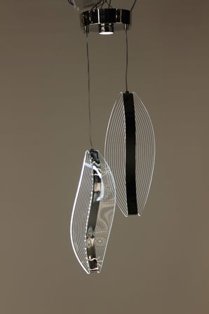 2li Estetik Kavisli ve Oval Akrilik Model Akrilik Modern 3 Renk Ledli Sarkıt Avize