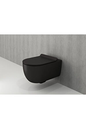 V-tondo Rimless Asma Klozet Kanalsız Kısa Kapak Hariç Mat Siyah 1417-004-0128