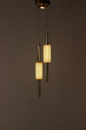 Lüks Gold 2'li Çubuk Formlu Buzlu Camlı Modern Tasarım Avize 
