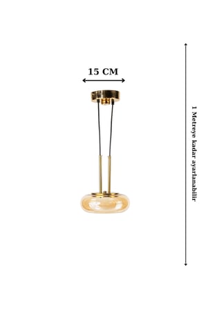 Minimalist Gold Kasalı Bal Camlı 3'lü Sarkıt 3 Renk Işıklı Şık Aydınlatma