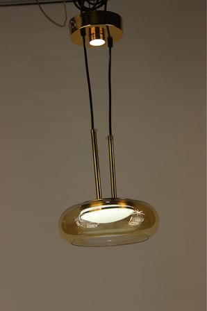 Minimalist Gold Kasalı Bal Camlı 3'lü Sarkıt 3 Renk Işıklı Şık Aydınlatma