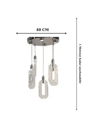 Çemberli Seri Geometrik Dikdörtgen 5'li Balonlu Kristal Cam Avize
