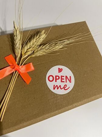Open Me Kalpli Kırmızı Yazı Yuvarlak Yapışkanlı Etiket 5x5 cm 100 adet