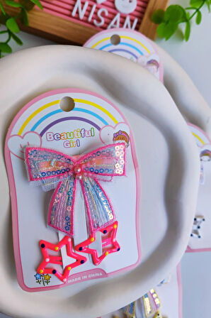 Pul Payet Fiyonk Pens Toka - 2 Adet Puantiyeli Çıt Çıt Yıldız Toka Seti