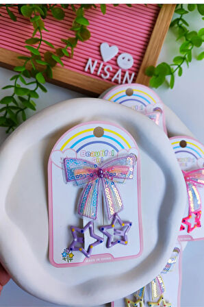 Pul Payet Fiyonk Pens Toka - 2 Adet Puantiyeli Çıt Çıt Yıldız Toka Seti