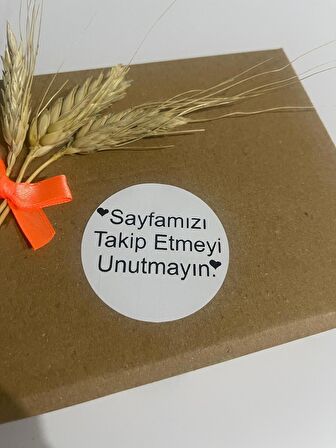 Sayfamızı Takip Etmeyi Unutmayın Siyah Yazı Yuvarlak Yapışkanlı Etiket 4x4 cm 120 adet