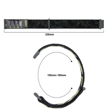 Gpack Samsung Galaxy Watch 5 Pro Kordon Cırtcırt Asker Desenli Kumaş Ayarlanabilir 