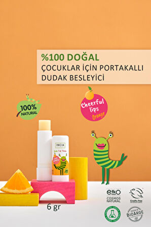 INCIA %100 Doğal Kids Dudak Besleyici Limon Bitkisel Nemlendirici Dudak Bakım Kremi 6 G